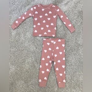 PETIT LEM Pink Heart 2 piece Pajamas | Size 12m